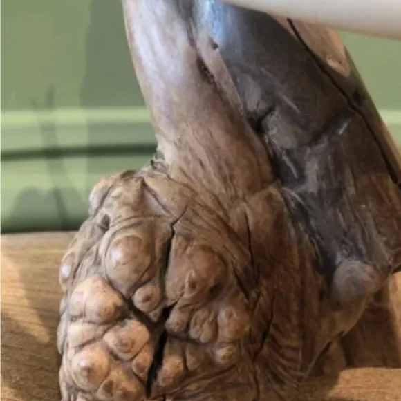 Vintage John Perry Carved Swimming Shark Sculpture on Burl Wood Base 9 In - Picture 3 of 12